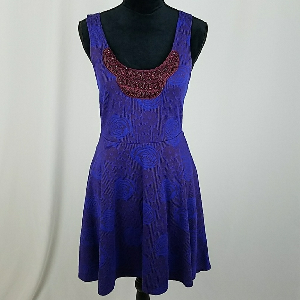 Free People women S/P fit flare sleeveless dress layered tulle applique fairy
